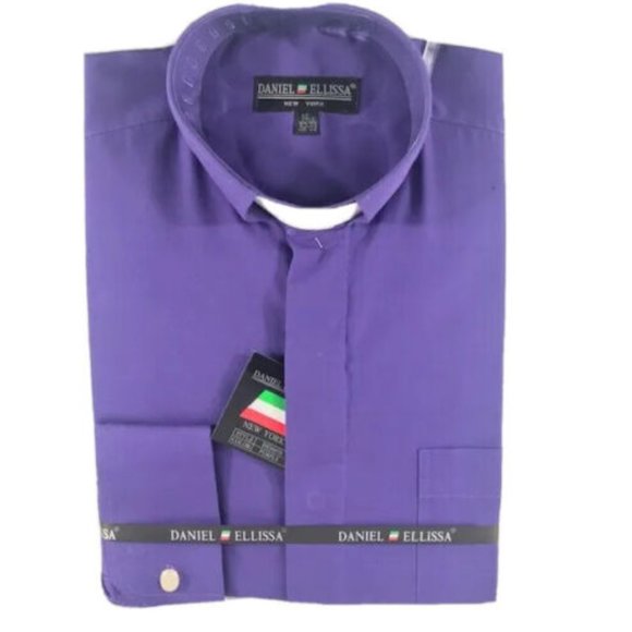 Daniel Ellissa Men's Clergy Shirt Purple with White Tab Sizes 14.5 - 22.5 - Picture 1 of 4